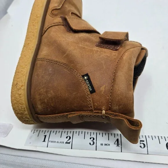 Ecco boys 12.5 kids Crepetray tan brown leather hook and loop booties lined - Picture 12 of 13